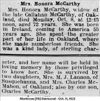 McCarthy, Mrs.Honora